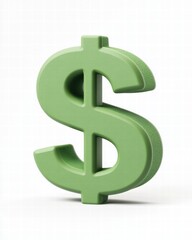 Obraz premium A green dollar sign is shown on a white background