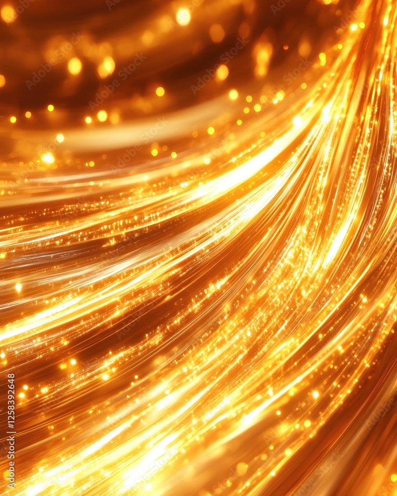 Poster radiant golden strands flowing with sparkling light creating a luxurious abstract design