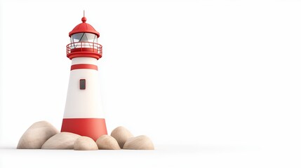 3D Rendered Lighthouse on White Background