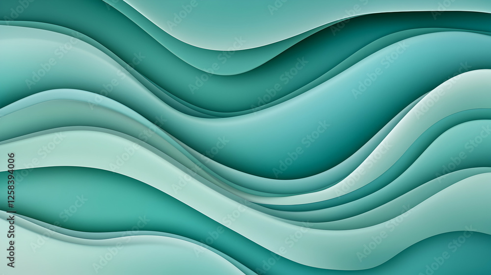Poster flowing curved lines in teal and white for backdrop use