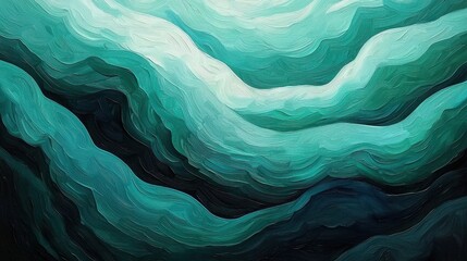 Obraz premium Abstract Turquoise Waves in Fluid Motion Art for Modern Interiors