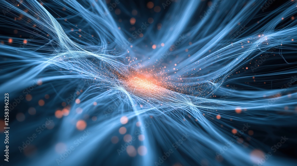 Poster abstract glowing particle network