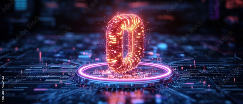 Poster 3d glowing letter c with data analysis and search engine optimization concept illustration