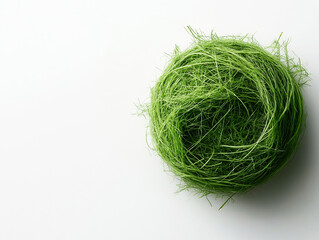 Minimalist composition of a nest made of green grass