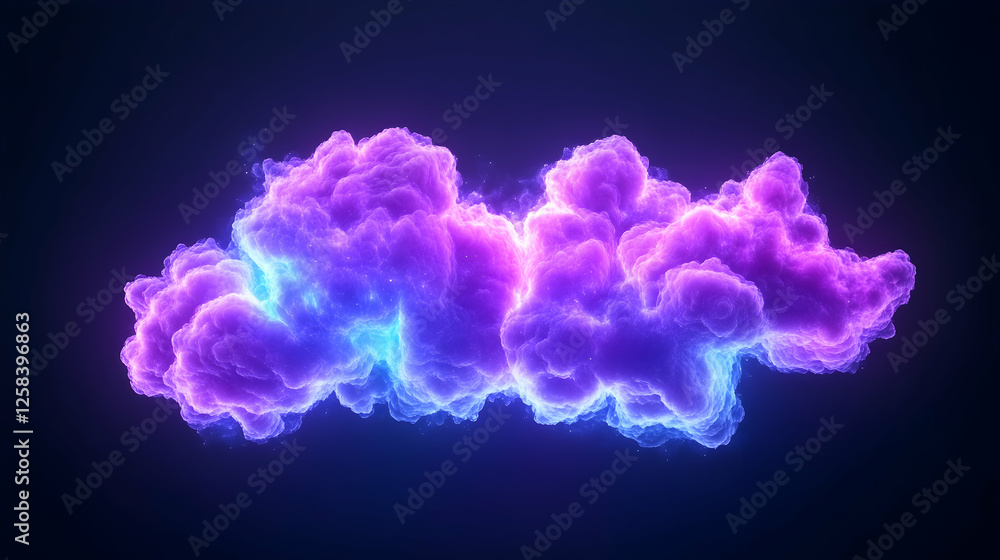 Poster glowing cloud-like shape isolated on a dark background, used for abstract design elements