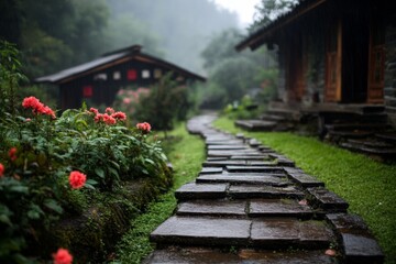 A botanical research compound where experts study rare plant species and extract medicinal compounds
