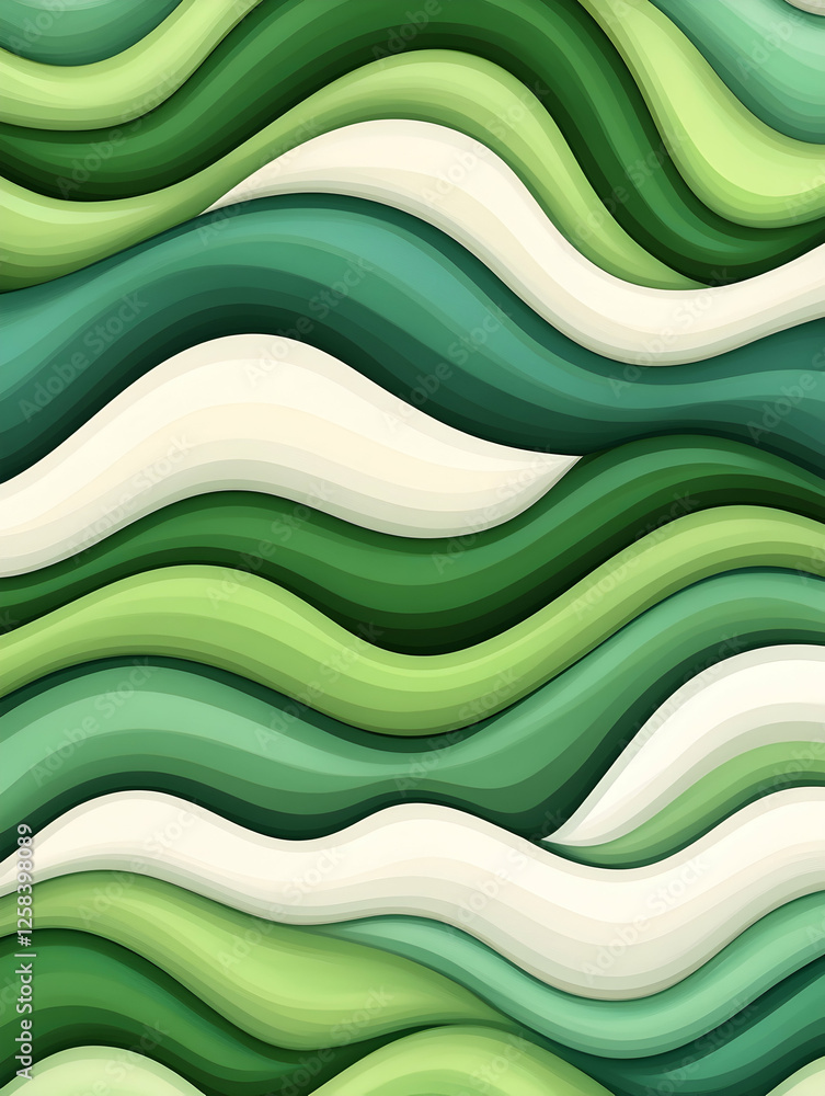 Canvas Prints Green and white flowing waves background ideal for creative projects, nature, organic texture