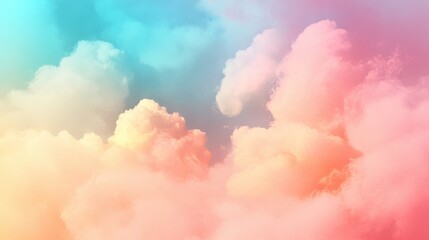 Dreamy pastel sky, soft clouds in cotton candy shades backdrop