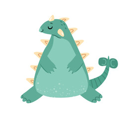 Obraz premium Extinct animal from prehistory times, isolated ankylosaurus dinosaur. Vector dino character with spikes and long tail. Ankylosaurus, herbivore dinosaur with heavily armored body and distinctive tail