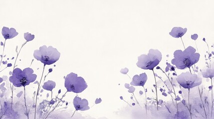 Dreamy purple floral watercolor illustration for background texture
