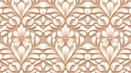 Elegant Floral Design Pattern in Soft Cream and Beige Tones