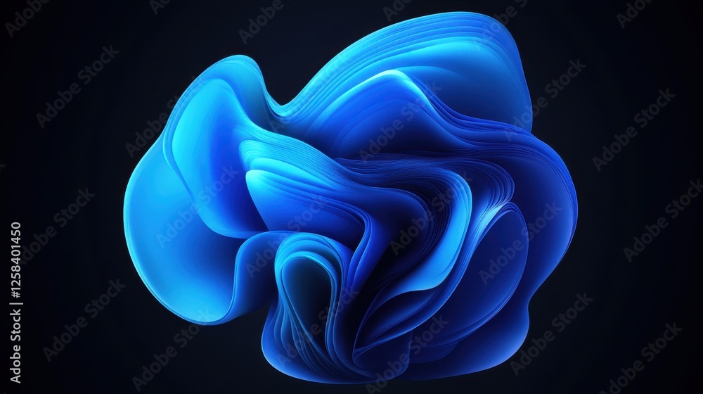 Poster dynamic blue abstract fluid shape with dark background texture