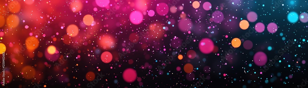 Poster colorful abstract background with vibrant bokeh lights in various hues.
