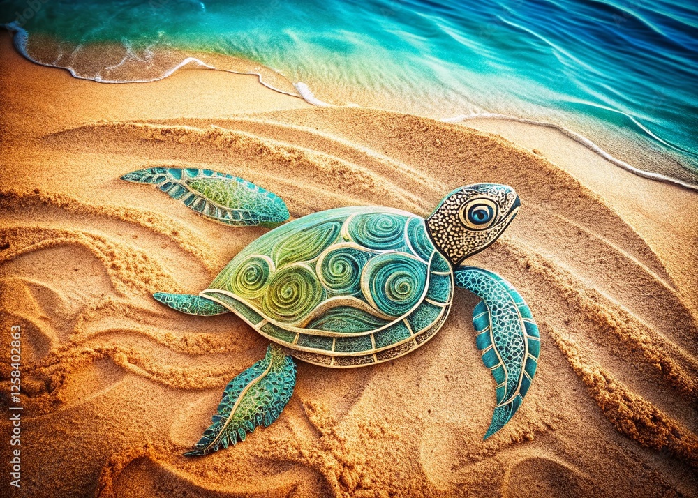 Wall mural Sea Turtle Doodles in Sand: Urban Exploration Photography