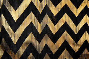 Bold zigzagging lines in black and gold, forming a geometric Art Deco-inspired abstract pattern.