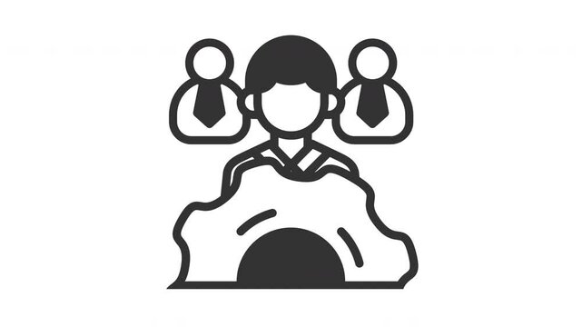 Animated workgroup with leadership and employee sign. Suitable for finance, management, teamwork, office, leader, company, corporate, manager, employment, development and business