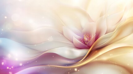 Fototapeta premium Pastel Magnolia Bloom With Gold Accents