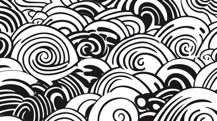 Dynamic Monochrome Waves, Bold Graphic Textile Pattern Wallpaper