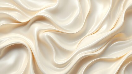 Obraz premium Close-up of white natural creamy vanilla yogurt. Top view. White texture of whipped cream, buttercream, and cosmetic cream. Close-up of vanilla yogurt.
