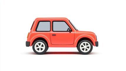 Fototapeta premium Bright Red Toy Car on White Background for Fun Imagery
