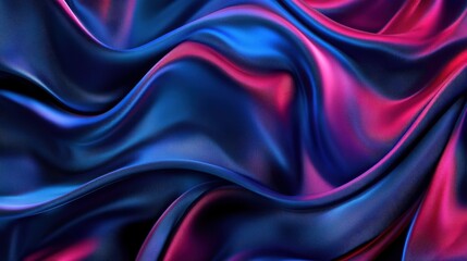 Obraz premium Dynamic textile waves in blue and magenta hues with vivid sheen