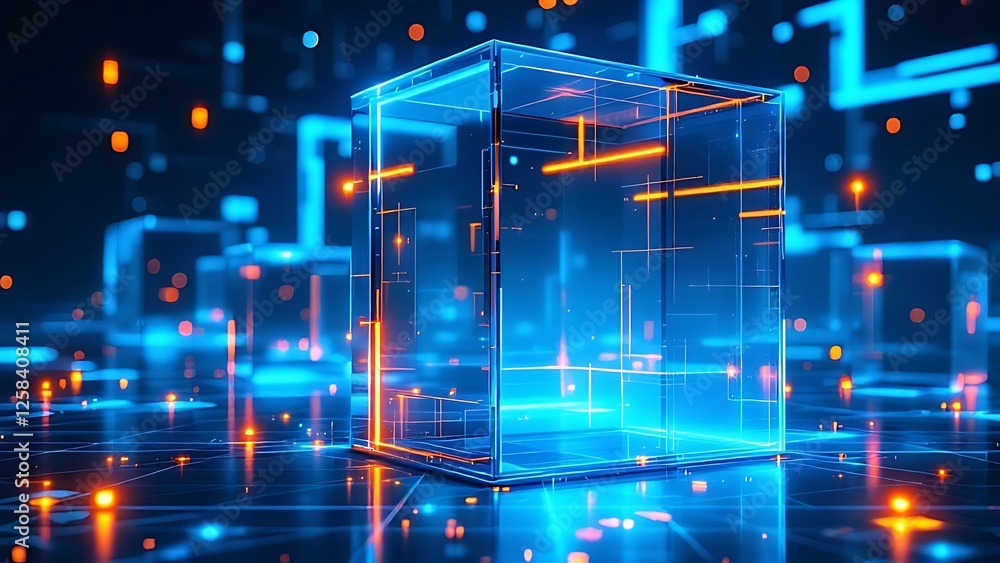 Aufkleber futuristic metaverse digital cubes block technology network connection concept, the time of technolo