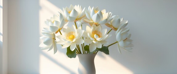 A Bouquet of Delicate White Lotus Flowers