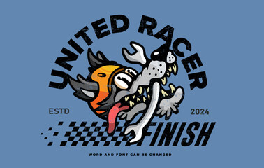 Wolf mascot racing logo vector