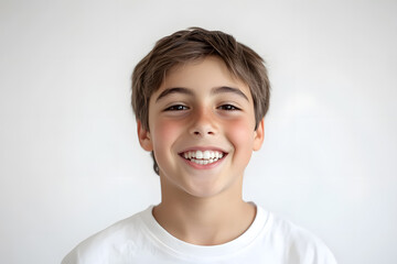 Naklejka premium Portrait of a happy, smiling boy isolated on white background