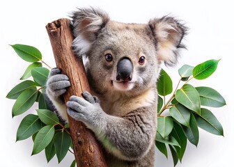 Obraz premium Adorable Koala on Eucalyptus Tree - Wildlife Stock Photo