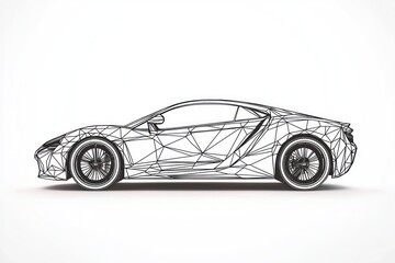 Fototapeta premium Sleek 3D line icon of a luxury car, clean design on a white background.