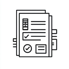 3D line icon representing invoicing with bills for payment processes on solid white.