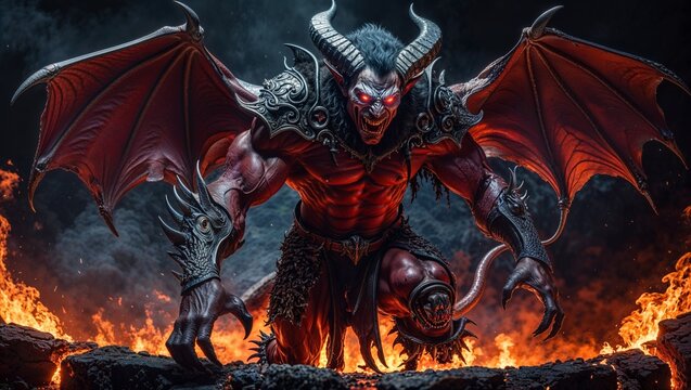 The big monster has big muscle and big wing red color design.