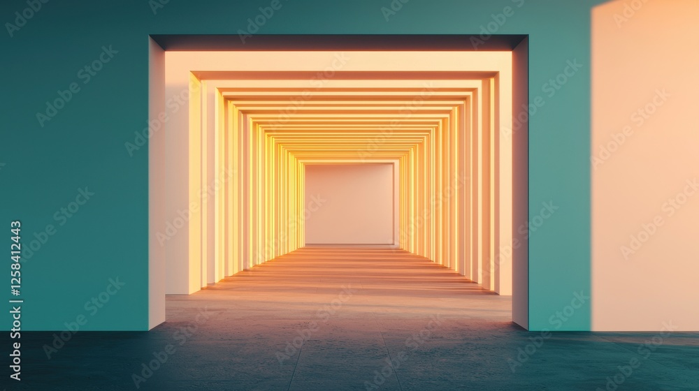 Poster modern abstract architecture with light and shadow play effects