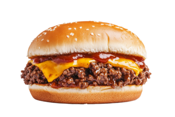 Delicious burger with beef, cheese, and sauce