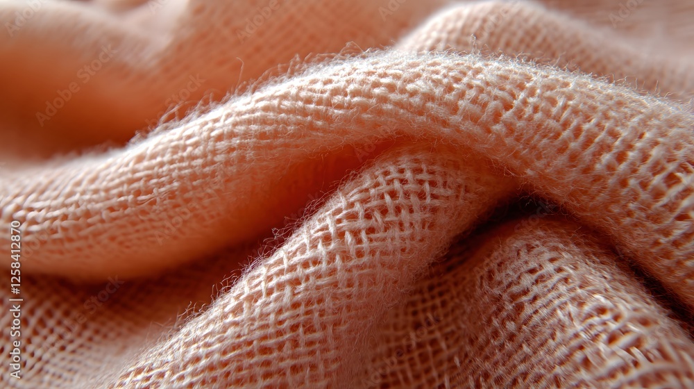 Poster delicate peach fabric texture close up showing softness and warmth in textile design