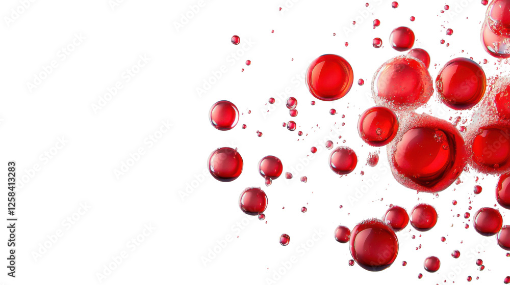 Poster red bubbles floating with transparent background