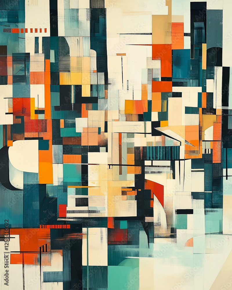 Poster a vibrant abstract geometric background featuring dynamic squares in a colorful composition, creatin