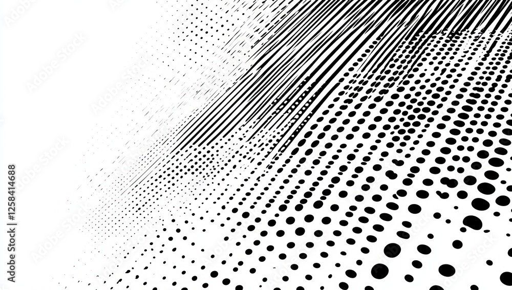 Poster a black and white image of a line with dots. black and white halftone texture background vector illu