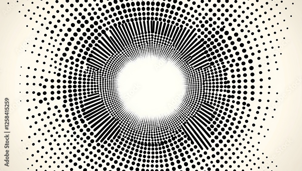 Poster a black and white image of a circle with dots. black and white halftone texture background vector il