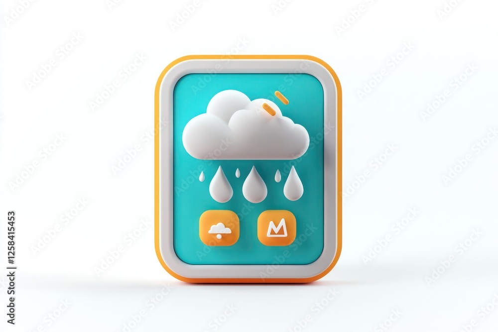 Fototapete 3D line icon depicting a weather forecast representing app design for weather apps.