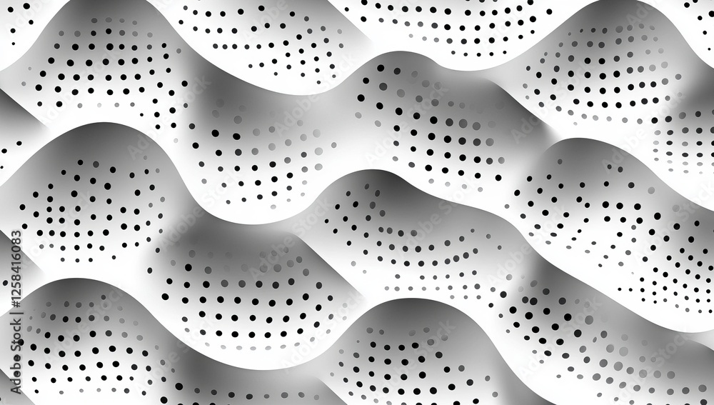 Poster a white and black patterned background with many dots. black and white halftone texture background v