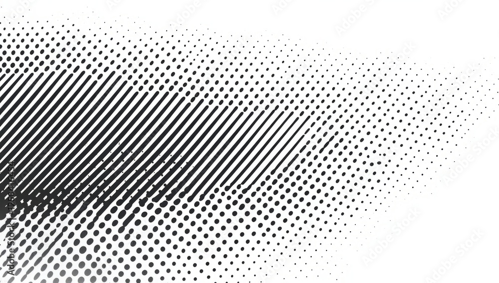 Poster a black and white image of a line with dots. black and white halftone texture background vector illu