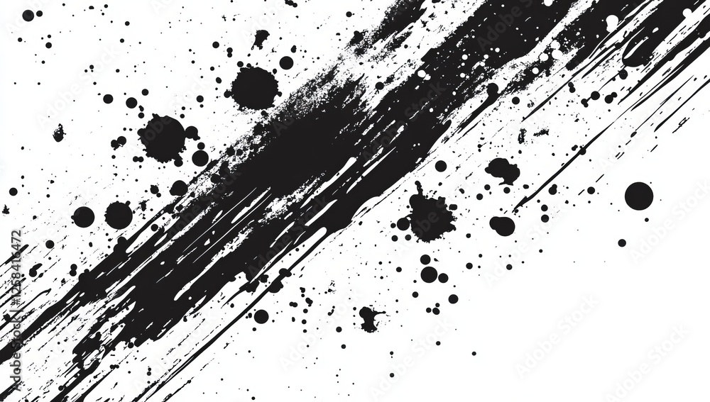 Poster a black and white image of a splatter of paint. black and white halftone texture background vector i