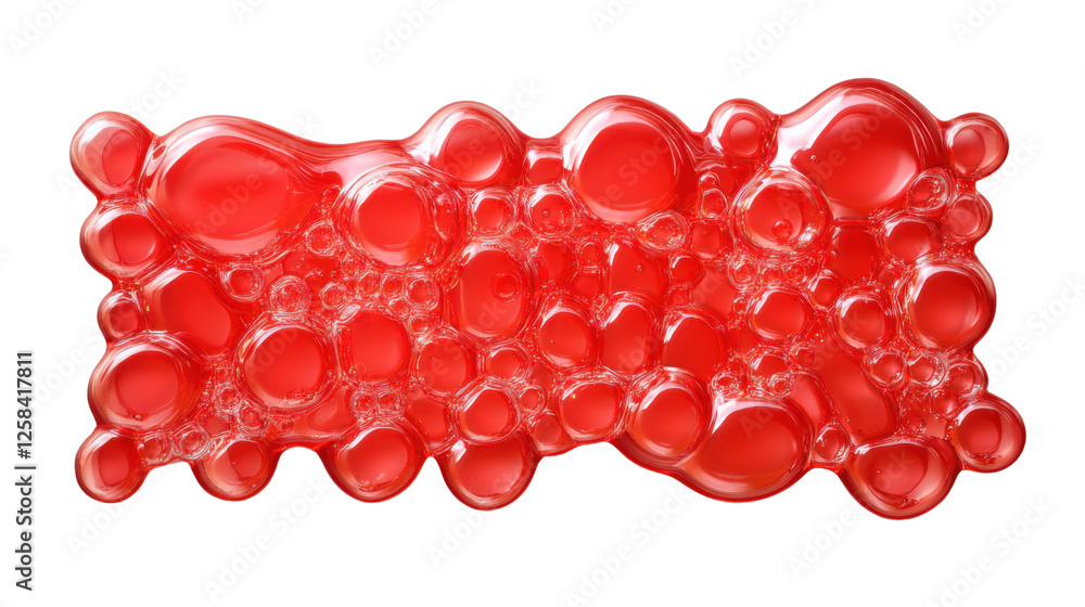 Poster red irregular shaped bubbles creating a horizontal banner on transparent background