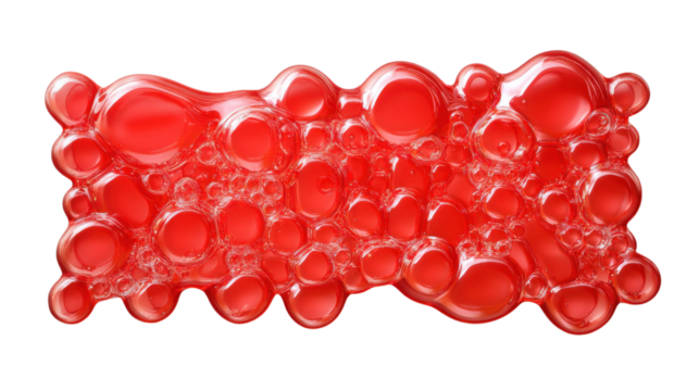 Red irregular shaped bubbles creating a horizontal banner on transparent background
