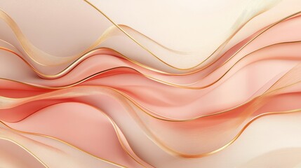 Elegant flowing apricot fabric with fine golden filigree accents