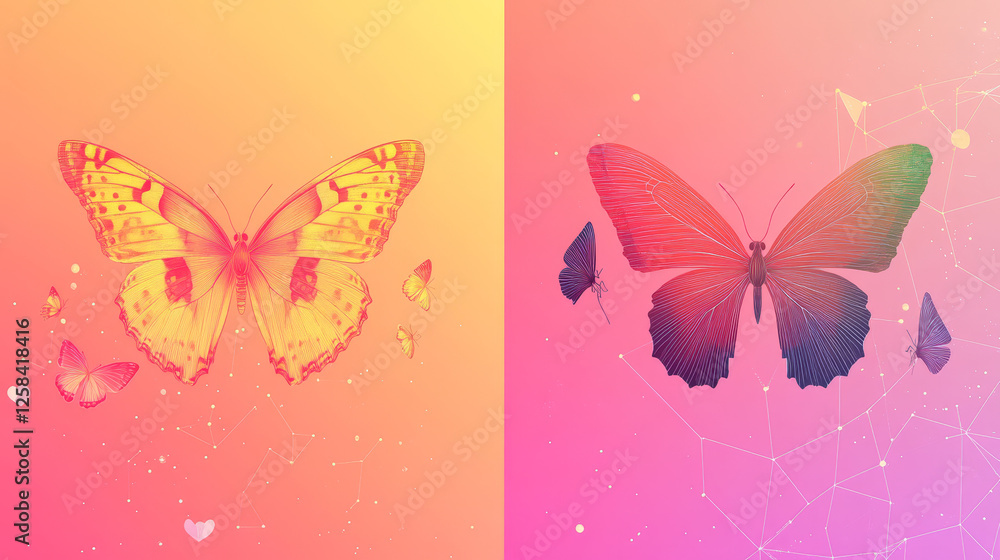 Poster y2k aesthetic poster and banner design template set with gradient background and simple abstract 200