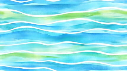Obraz premium Abstract Watercolor Waves Pattern in Blue and Green Tones