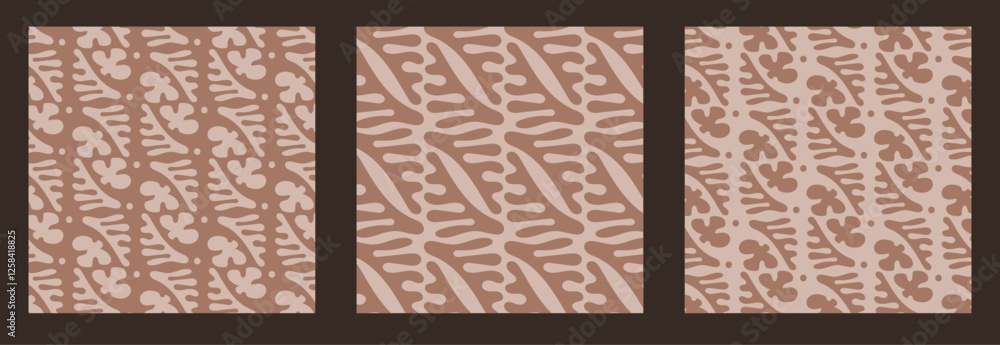 Poster floral pattern. seamless simple plant shapes in mocha mousse color. modern spring summer design